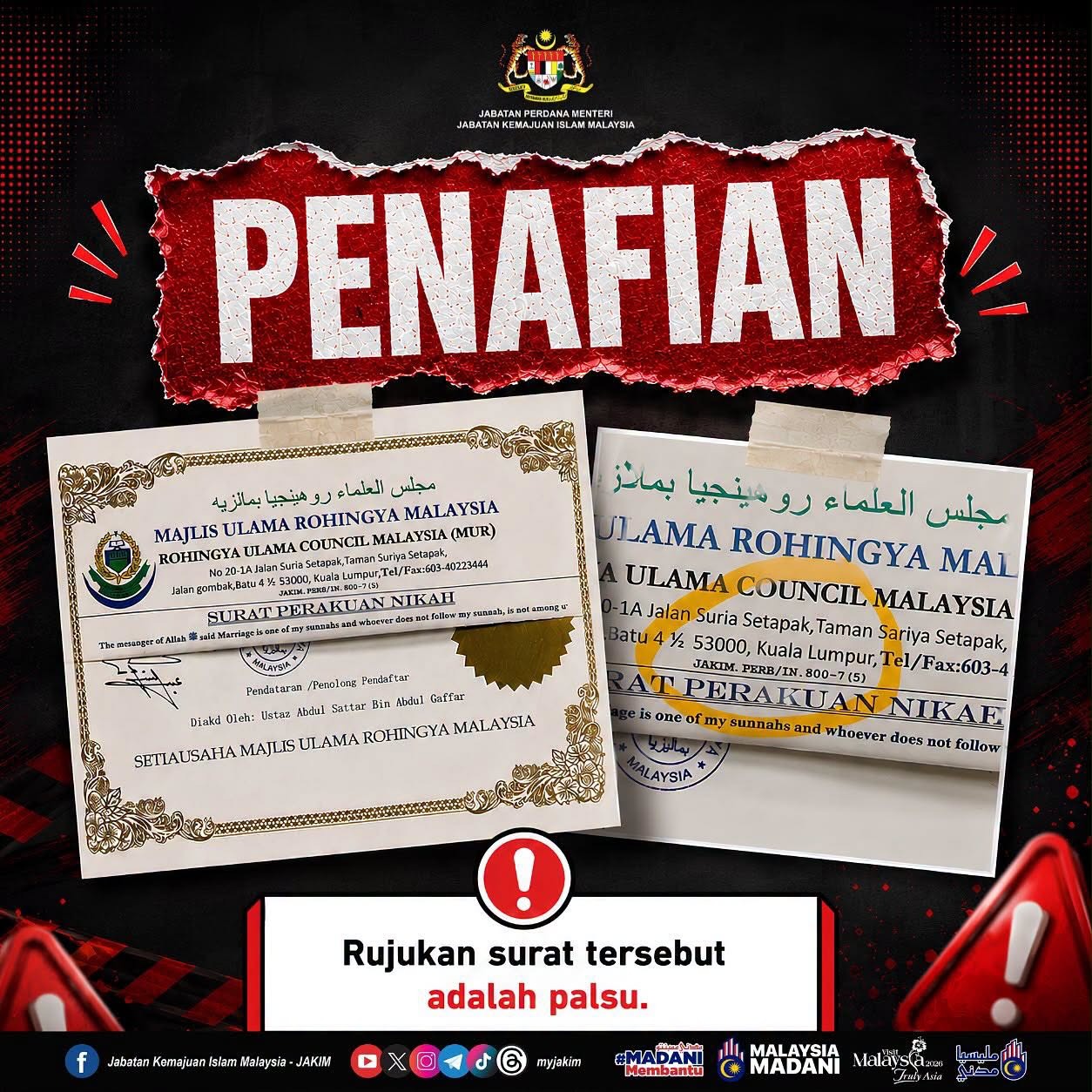 JAKIM Debunks Viral Marriage Letter as Fraudulent Document