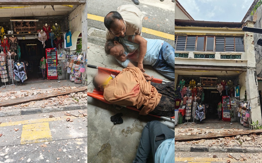 Two Sri Lankan Tourists Hurt as Heritage Building Debris Collapses in George Town