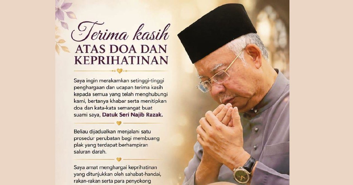 Rosmah appeals for prayers as Najib prepares for vascular surgery