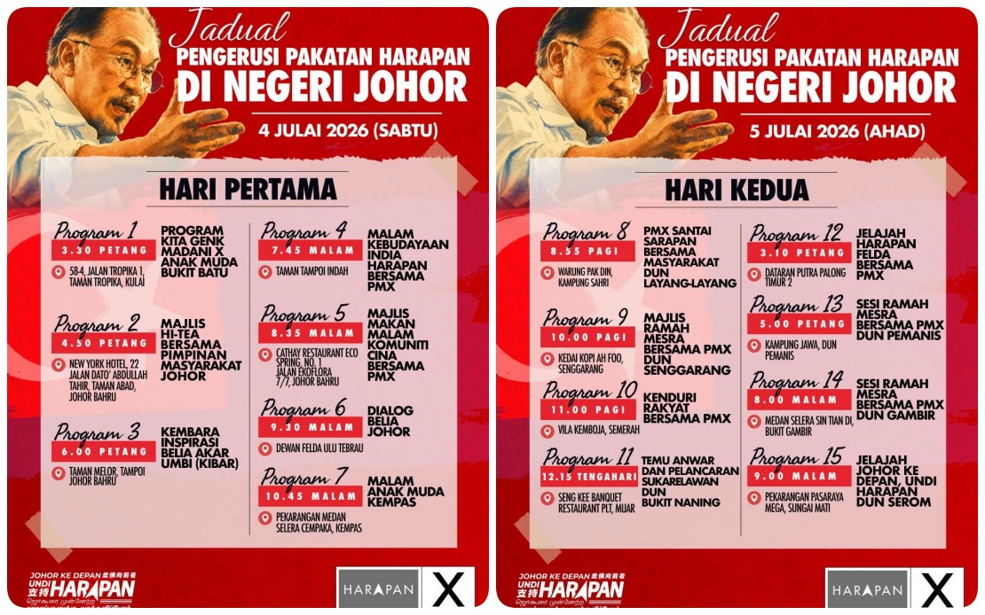 Anwar Intensifies Johor Campaign With Packed Itinerary Ahead of July 11 Election