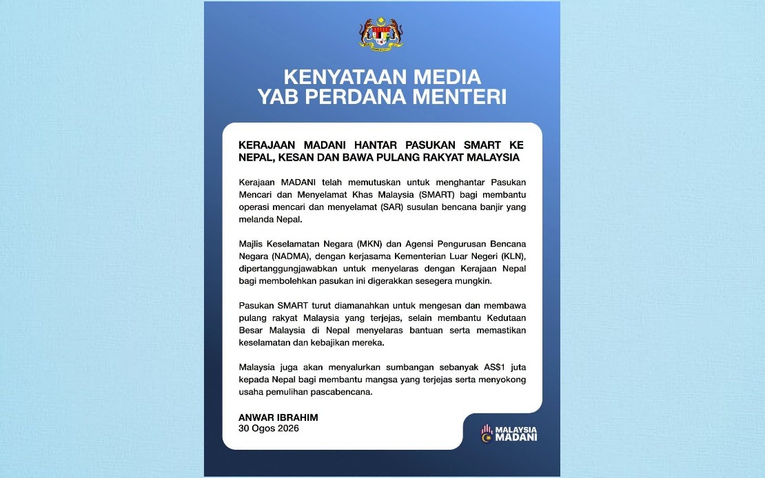 Malaysia Mobilises SMART Team and US$1 Million Aid Package for Nepal Flood Disaster