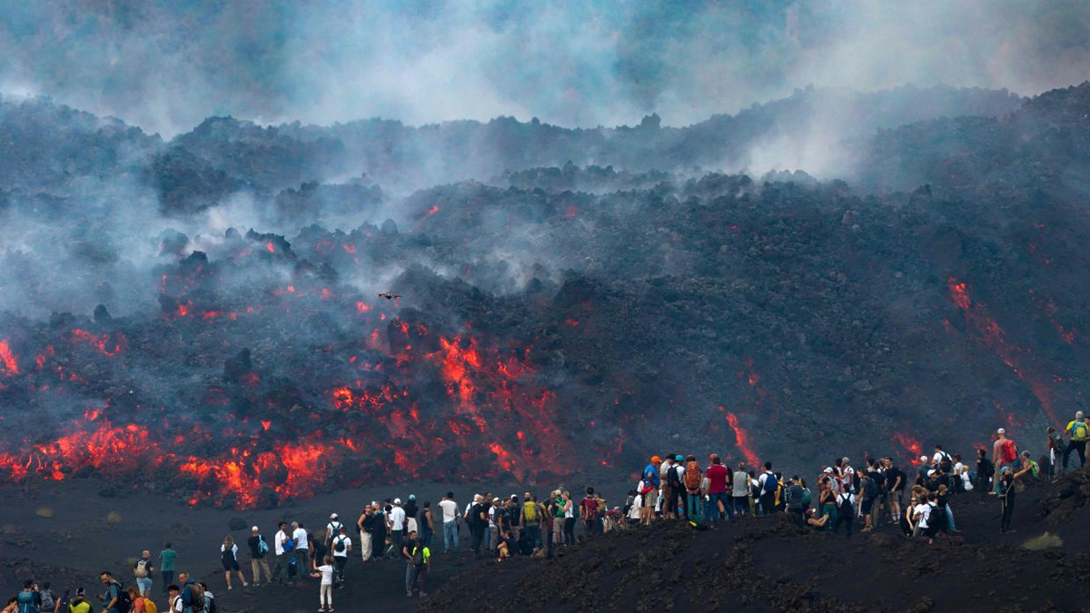 Mount Etna's Fiery Display Lures Throngs of Tourists Despite Safety Warnings
