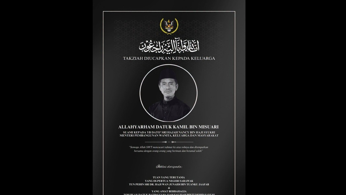 Sarawak Governor Extends Condolences to Nancy Shukri Over Husband's Passing