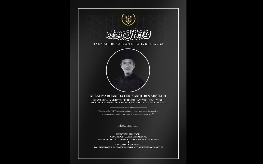 Sarawak Governor Extends Condolences to Nancy Shukri Over Husband's Passing