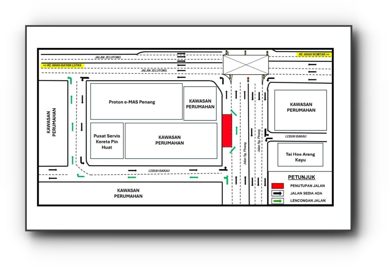 Penang Road Closure: Jalan Sungai Pinang to Shut Left Lane for 10 Days