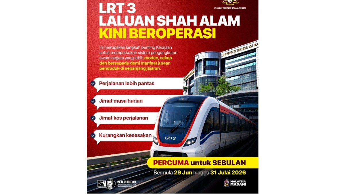 LRT3 Shah Alam Line Emblematic of MADANI Government's Public Transport Vision, Says Saifuddin
