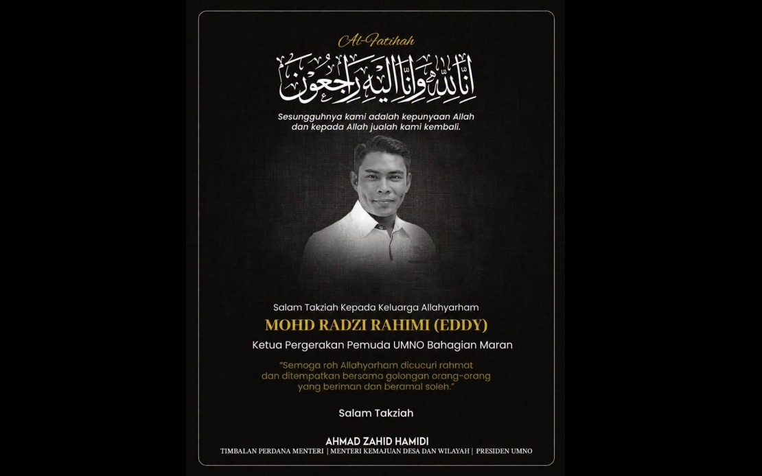 Ahmad Zahid Mourns Loss of Maran UMNO Youth Chief in Fatal Accident