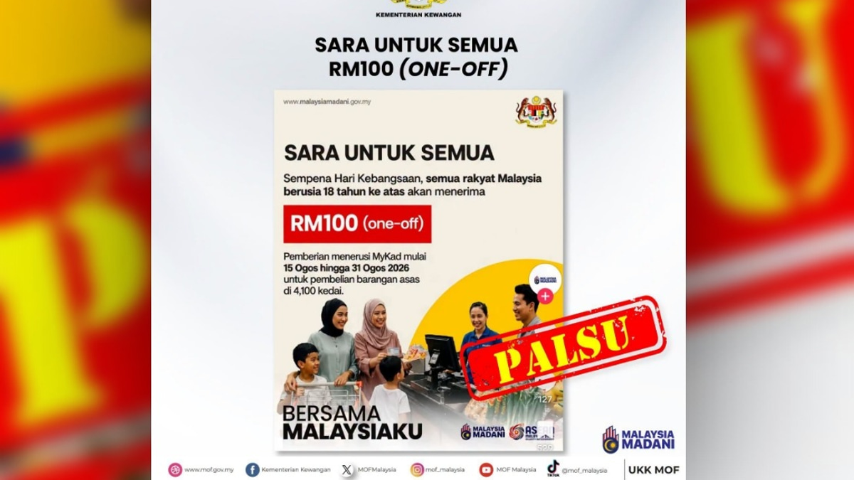 Ministry of Finance Dismisses Viral Claims of RM100 National Day SARA Payment