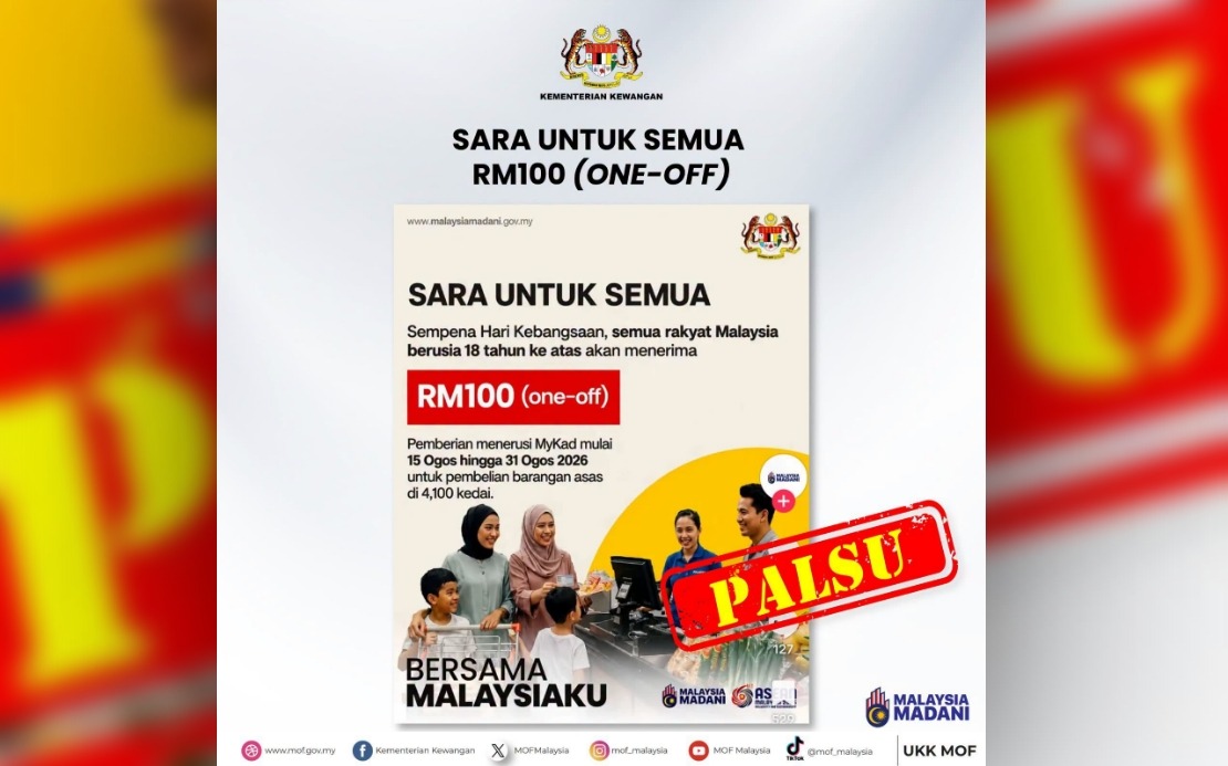 Ministry of Finance Dismisses Viral Claims of RM100 National Day SARA Payment